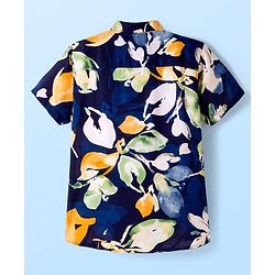 Pine Kids Viscose Woven Half Sleeves Floral Printed Shirt With T-Shirt - Navy Blue