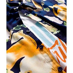 Pine Kids Viscose Woven Half Sleeves Floral Printed Shirt With T-Shirt - Navy Blue