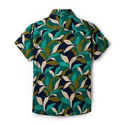Pine Kids Viscose Woven Half Sleeves Shirt With T-Shirt With Animal Print - Green