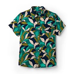 Pine Kids Viscose Woven Half Sleeves Shirt With T-Shirt With Animal Print - Green