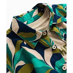 Pine Kids Viscose Woven Half Sleeves Shirt With T-Shirt With Animal Print - Green