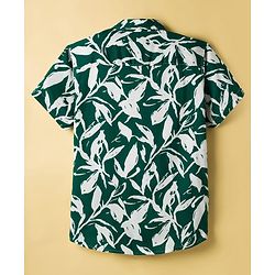 Pine Kids Viscose Woven Half Sleeves Shirt With T-Shirt & Floral Print - Green