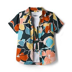 Pine Kids Viscose Woven Half Sleeves Shirt With T-Shirt & Floral Print - Black