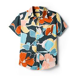 Pine Kids Viscose Woven Half Sleeves Shirt With T-Shirt & Floral Print - Black
