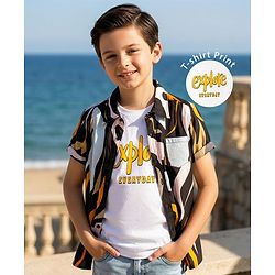 Pine Kids Woven Half Sleeves Printed Shirt With Printed Inner Tee - Multicolor