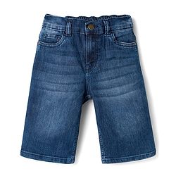Pine Kids Denim Woven Knee Length Washed Shorts -Navy  Blue
