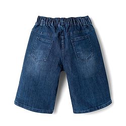Pine Kids Denim Woven Knee Length Washed Shorts -Navy  Blue