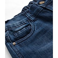 Pine Kids Denim Woven Knee Length Washed Shorts -Navy  Blue