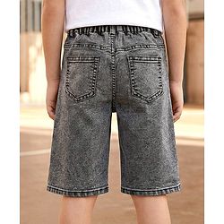 Pine Kids Denim Woven Knee Length Washed Shorts -Navy  Blue