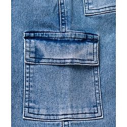 Pine Kids Denim Woven Knee Length Washed Shorts - Blue