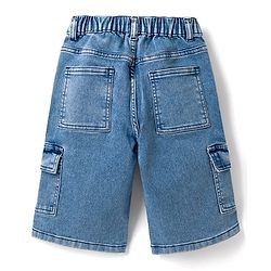Pine Kids Denim Woven Knee Length Washed Shorts - Blue