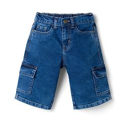 Pine Kids Denim Woven Knee Length Washed Shorts - Blue
