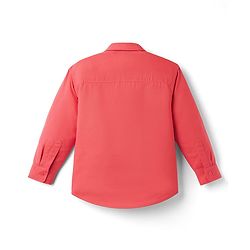 Pine Kids Cotton Woven Full Sleeves Solid Colour Kurta Style Shirt - Coral