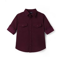 Pine Kids Cotton Woven Full Sleeves Solid Shirt - Maroon