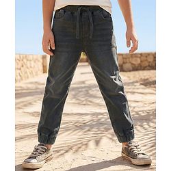 Pine Kids Denim Woven Full Length Washed Jeans - Black