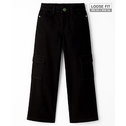 Pine Kids Denim Woven Full Length Washed Jeans - Black