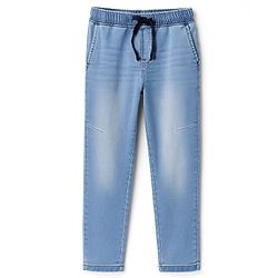 Pine Kids Denim Woven Full Length Solid Color Washed Jeans - Light Blue
