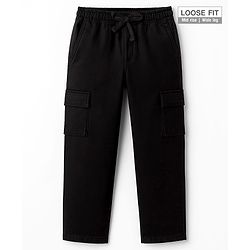 Pine Kids Denim Woven Full Length Washed Jeans - Black