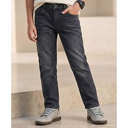 Pine Kids Woven Full Length Washed Denim Jeans - Black
