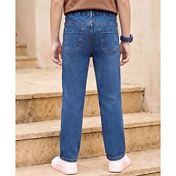 Pine Kids Woven Full Length Washed Denim Jeans - Navy Blue
