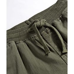 Pine Kids Cotton Elastane Woven Full Length Solid Trouser With Cargo Pockets - Olive Green