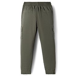 Pine Kids Cotton Elastane Woven Full Length Solid Trouser With Cargo Pockets - Olive Green