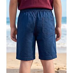 Pine Kids Cotton Elastane Woven Above Knee Length Solid Colour Shorts - Navy Blue