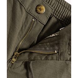 Pine Kids Cotton Elastane Woven Above Knee Length Shorts - Olive Green