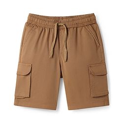 Pine Kids Cotton Elastane Woven Above Knee Length Solid Colour Shorts With Pocket - Brown