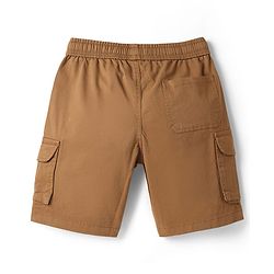 Pine Kids Cotton Elastane Woven Above Knee Length Solid Colour Shorts With Pocket - Brown