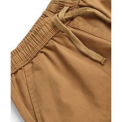 Pine Kids Cotton Elastane Woven Above Knee Length Solid Colour Shorts With Pocket - Brown