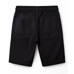 Pine Kids Cotton Elastane Woven Above Knee Length Solid Colour Shorts - Black