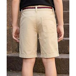 Pine Kids Cotton Woven Above Knee Length Solid Shorts - Beige