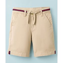 Pine Kids Cotton Woven Above Knee Length Solid Shorts - Beige