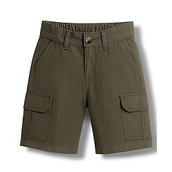 Pine Kids Cotton Elastane Woven Solid Colour Shorts - Olive Green