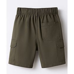 Pine Kids Cotton Elastane Woven Solid Colour Shorts - Olive Green