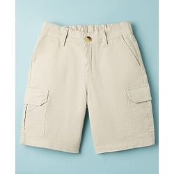 Pine Kids Cotton Elastane Woven Solid Colour Shorts - Olive Green