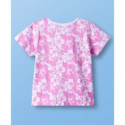 Pine Kids Single Jersey Knit Half Sleeves Capri Co-ord Night Suit With Floral Print - Lavender