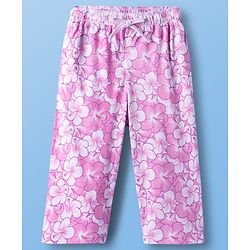 Pine Kids Single Jersey Knit Half Sleeves Capri Co-ord Night Suit With Floral Print - Lavender