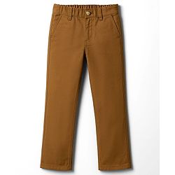 Pine Kids Cotton Elastane Woven Full Length Solid Colour Trouser - Khaki