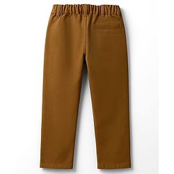 Pine Kids Cotton Elastane Woven Full Length Solid Colour Trouser - Khaki