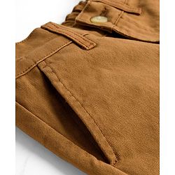 Pine Kids Cotton Elastane Woven Full Length Solid Colour Trouser - Khaki