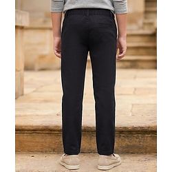 Pine Kids Cotton Elastane Woven Full Length Solid Colour Trouser - Khaki