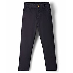 Pine Kids Cotton Elastane Woven Full Length Solid Colour Trouser - Khaki