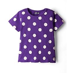 Pine Kids Single Jersey Knit Half Sleeves Co-ords Capri Night Suit With Polka Dot Print - Purple