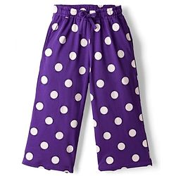 Pine Kids Single Jersey Knit Half Sleeves Co-ords Capri Night Suit With Polka Dot Print - Purple