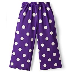 Pine Kids Single Jersey Knit Half Sleeves Co-ords Capri Night Suit With Polka Dot Print - Purple
