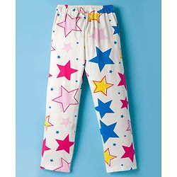 Pine Kids Single Jersey Knit Half Sleeves Co-ords Night Suit With Star Print - White