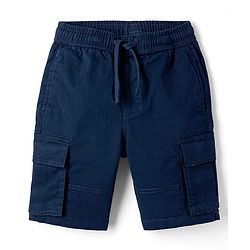 Pine Kids Cotton Elastane Woven Knee Length Solid Shorts - Blue