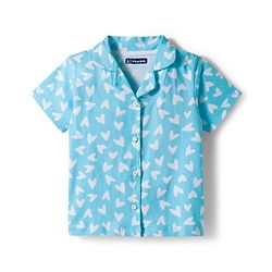 Pine Kids Single Jersey Knit Half Sleeves Co-Ord Night Suit with Heart Print - Light Blue